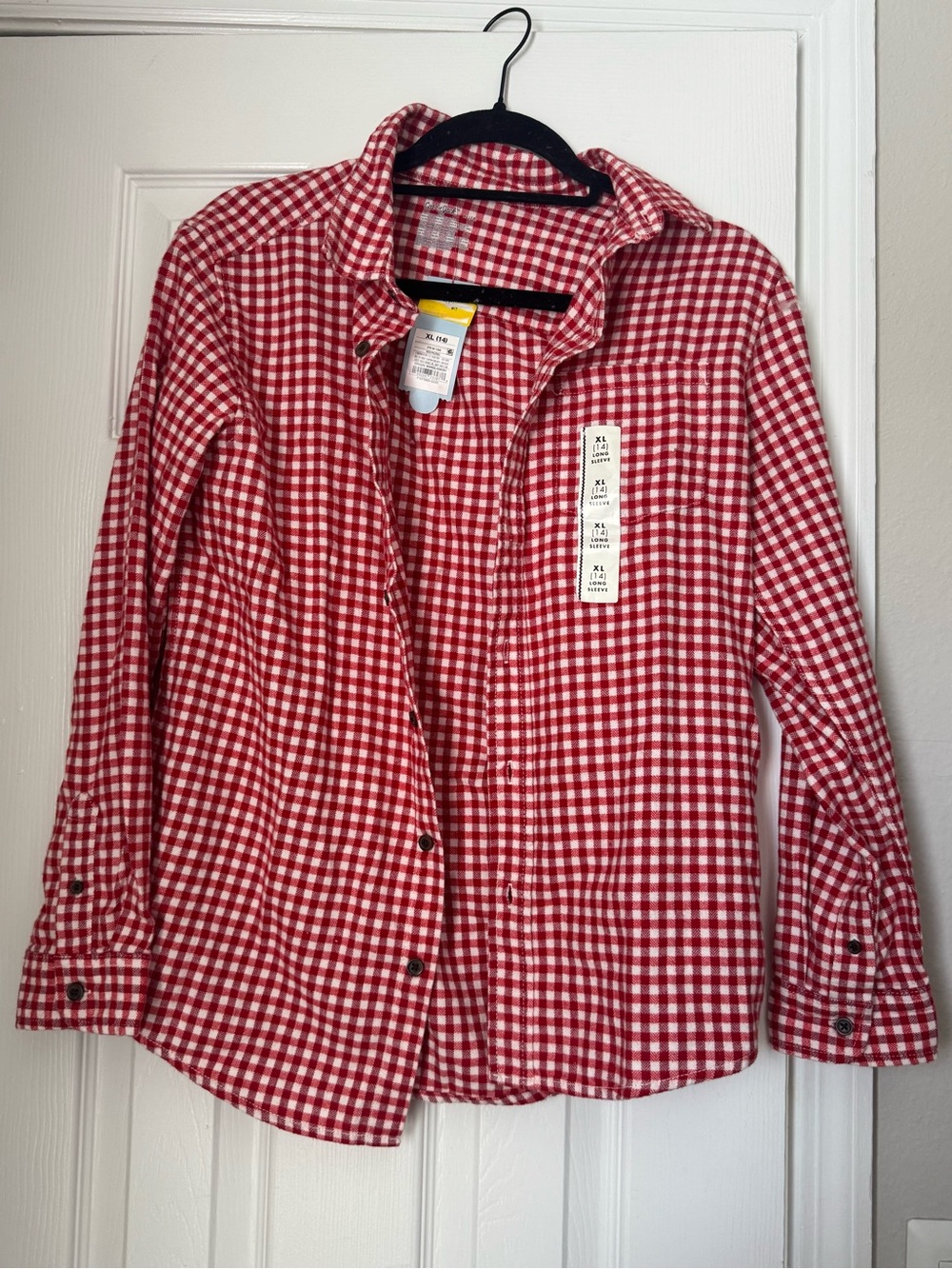 Cat & Jack Red and White Gingham Button-Down Shirt